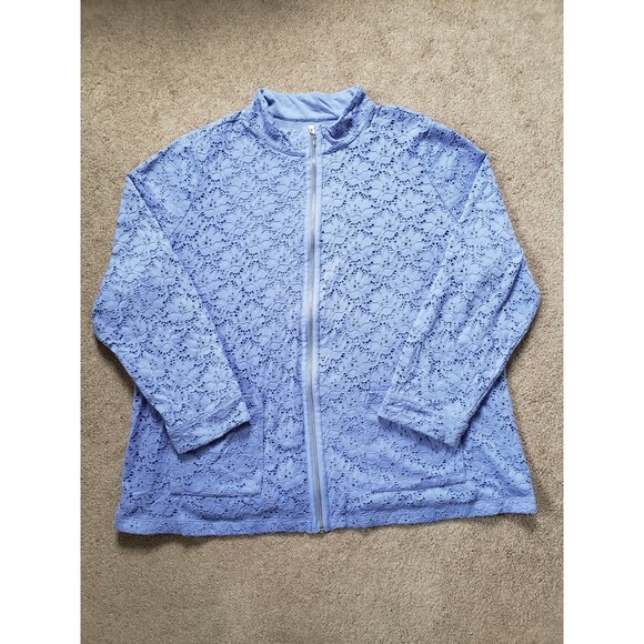 Denim & Co. Women's Lot Of 2 Lace Overlay Full Zip Jackets Purple/Blue Size 2X - Picture 2 of 15